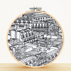 Embroidery And Sage Rooftops Of Paris Embroidery Kit