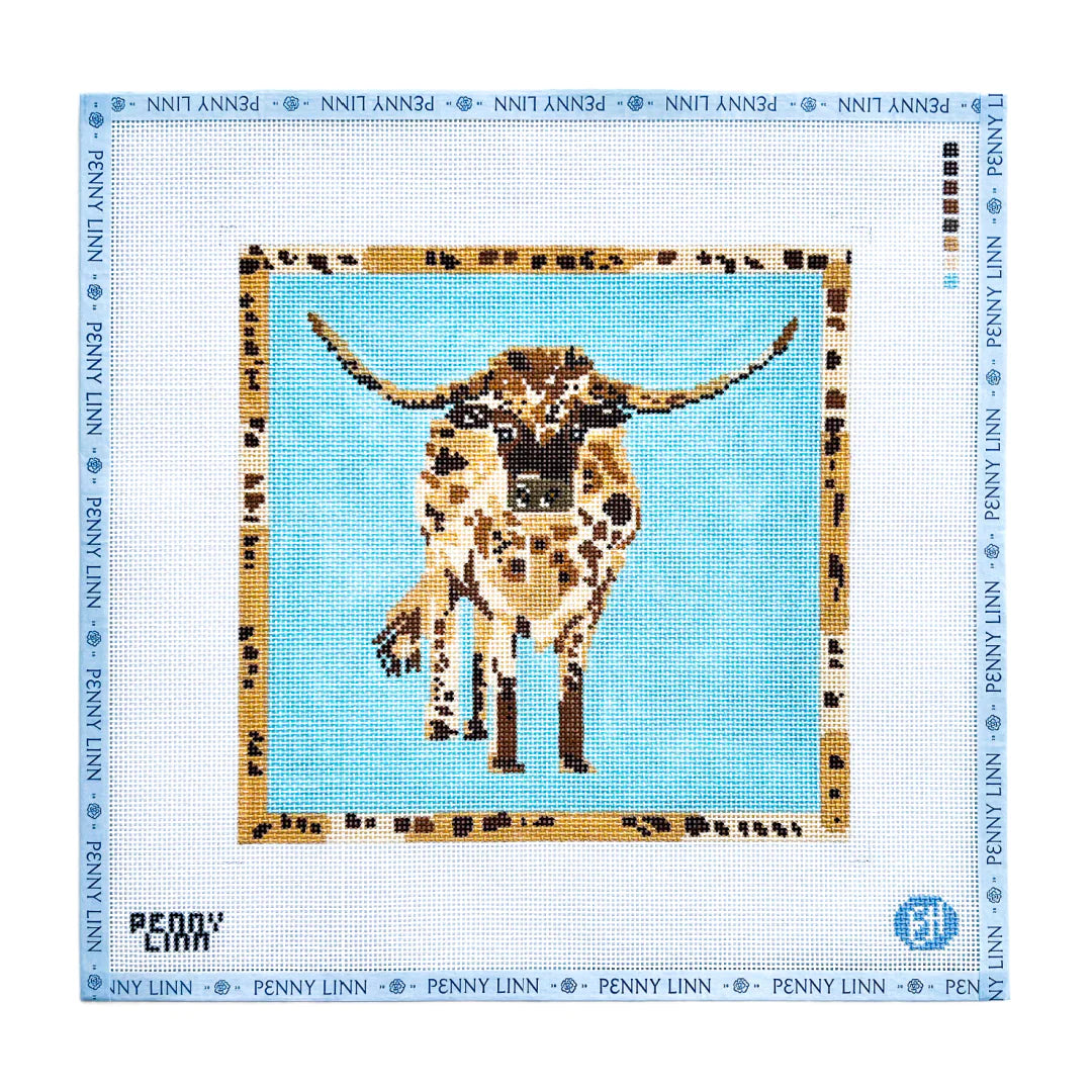 Penny Linn Evelyn Henson Bull Print Needlepoint Canvas