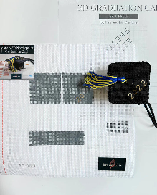Fire and Iris 3D Grad Cap Needlepoint Canvas