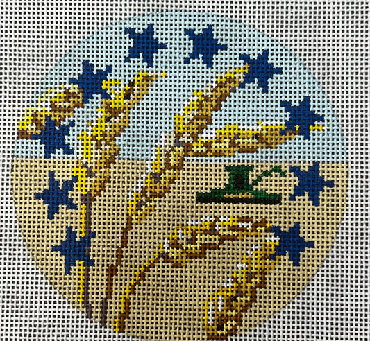 The Gingham Stitchery Amelia Bond Designs Amber Waves Round Needlepoint Canvas