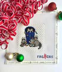 Fire and Iris Rocky Racoon's Holiday Party Needlepoint Canvas