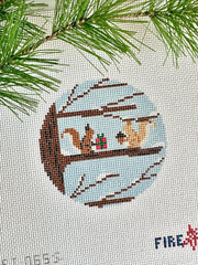 Fire and Iris Squirrely Gift Exchange Needlepoint Canvas