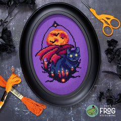 Fine Frog Stitching Black Cat Ritual Cross Stitch Pattern