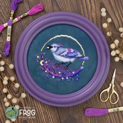 Fine Frog Stitching Bluejay Star-Picker Cross Stitch Pattern