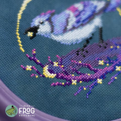 Fine Frog Stitching Bluejay Star-Picker Cross Stitch Pattern