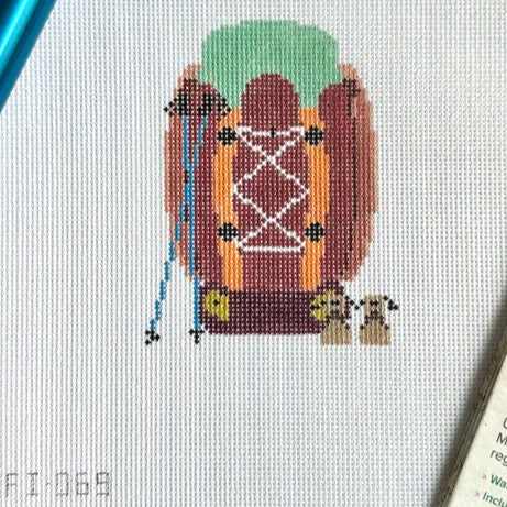 Fire and Iris Backpack Needlepoint Canvas