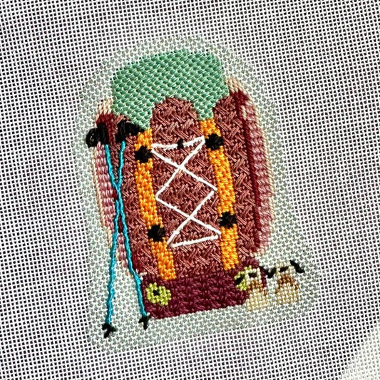Fire and Iris Backpack Needlepoint Canvas