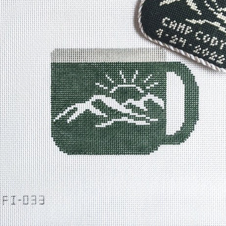 Fire and Iris Camping Mug - Green Mountain Needlepoint Canvas