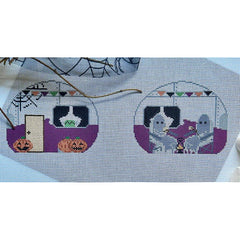 Fire and Iris Double Sided Airstream Camper - Halloween Needlepoint Canvas