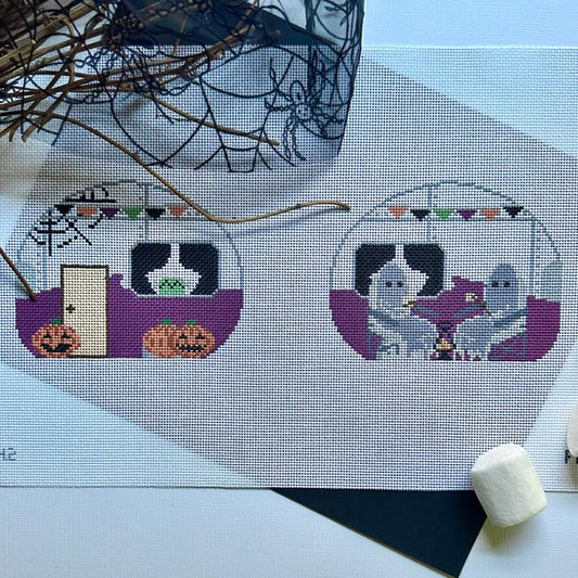 Fire and Iris Double Sided Airstream Camper - Halloween Needlepoint Canvas