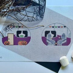 Fire and Iris Double Sided Airstream Camper - Halloween Needlepoint Canvas