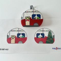 Fire and Iris Double Sided Airstream Camper - Holiday Needlepoint Canvas