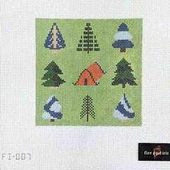 Fire and Iris Happy Camper Needlepoint Canvas