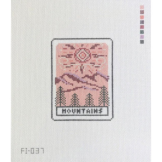 Fire and Iris Mountains Tarot Card Needlepoint Canvas