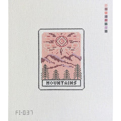 Fire and Iris Mountains Tarot Card Needlepoint Canvas