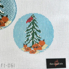Fire and Iris One Fox, Two Fox Needlepoint Canvas