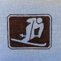 Fire and Iris Outdoor Recreation Sign - Skier Needlepoint Canvas