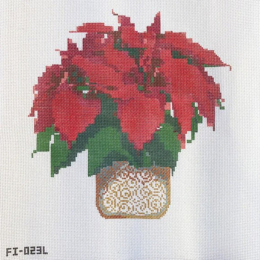 Fire and Iris Red Poinsettia - Large Needlepoint Canvas