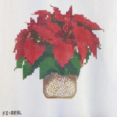 Fire and Iris Red Poinsettia - Large Needlepoint Canvas