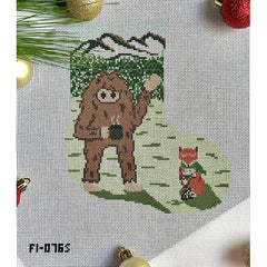 Fire and Iris Sasquatch Mini Stocking Needlepoint Canvas