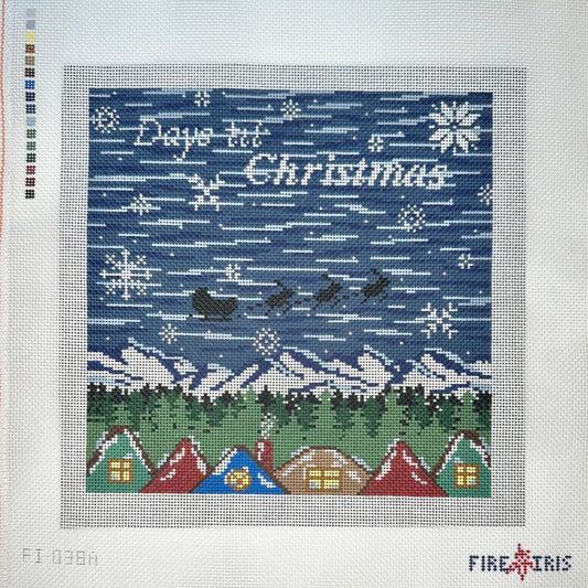Fire and Iris Sleigh Bells Ring Sleigh Ride Advent Calendar Needlepoint Canvas