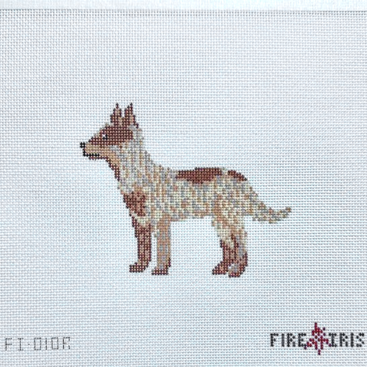 Fire and Iris The Cali Cattle Dog - Red Heeler Needlepoint Canvas