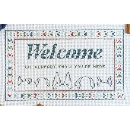 Fire and Iris Welcome Sign - We Know Needlepoint Canvas