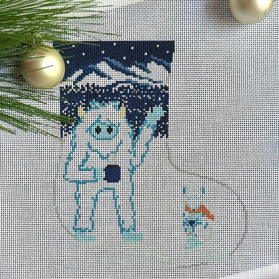 Fire and Iris Yeti Mini Stocking Needlepoint Canvas
