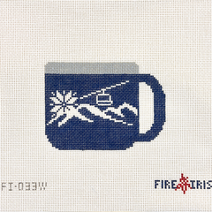 Fire and Iris Camping Mug - Blue Winter Ski Needlepoint Canvas