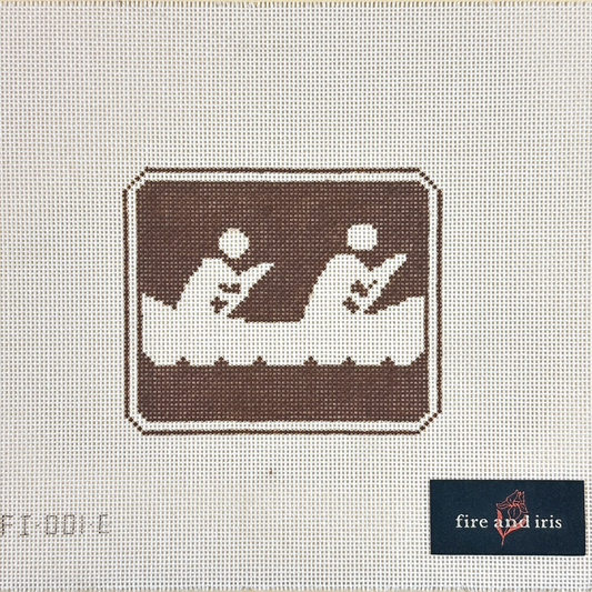 Fire and Iris Outdoor Recreation Sign - Canoe Needlepoint Canvas