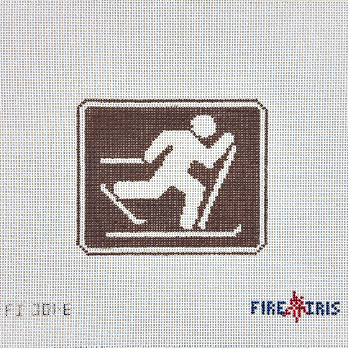 Fire and Iris Outdoor Recreation Sign - Cross Country Skier Needlepoint Canvas