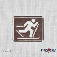 Fire and Iris Outdoor Recreation Sign - Cross Country Skier Needlepoint Canvas