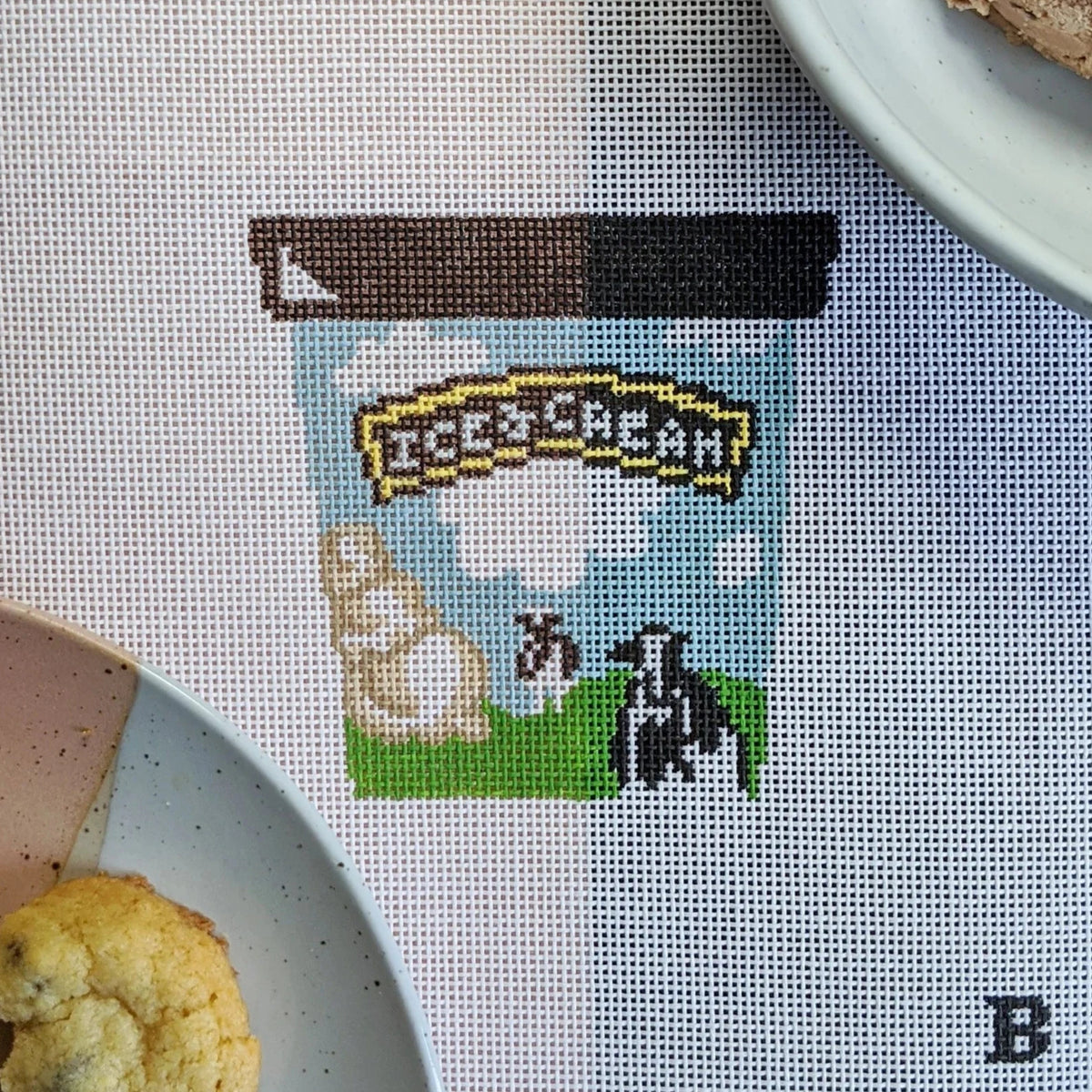 Fire and Iris Pints Up Needlepoint Canvas