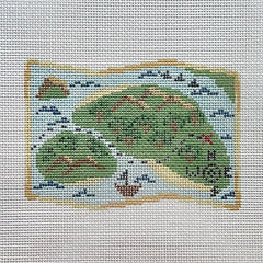 Fire and Iris Treasure Map Needlepoint Canvas