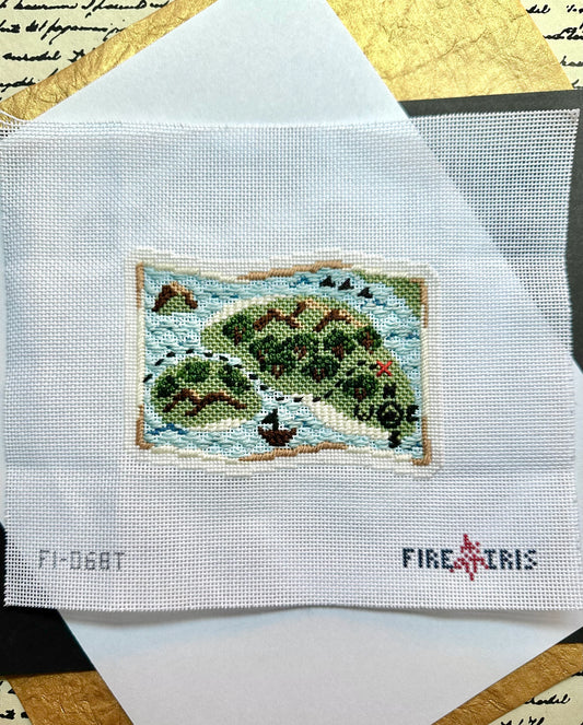 Fire and Iris Treasure Map Needlepoint Canvas