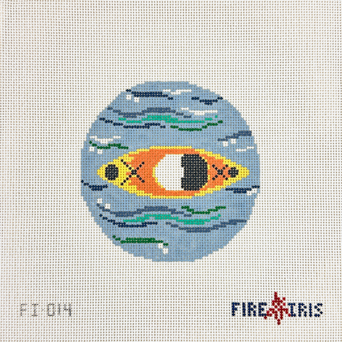 Fire and Iris Without a Paddle Needlepoint Canvas