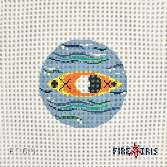 Fire and Iris Without a Paddle Needlepoint Canvas