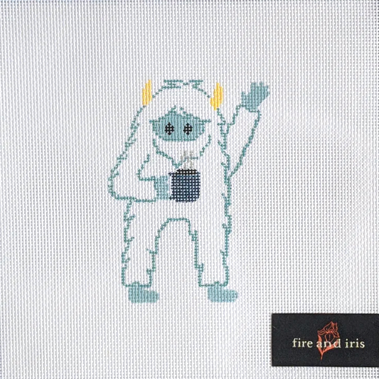 Fire and Iris Yeti Needlepoint Canvas