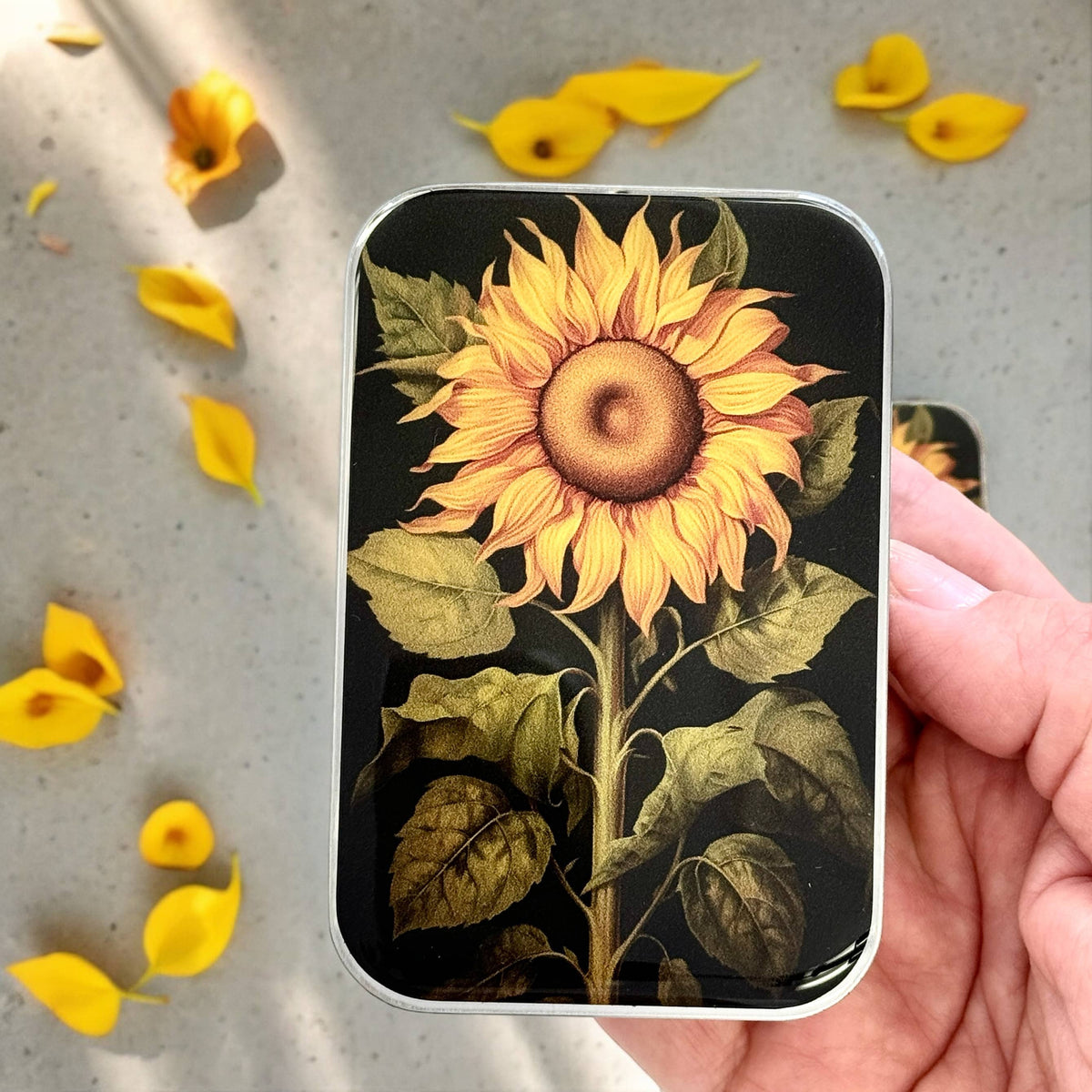 Firefly Notes Beautiful Sunflower Notions Tin Needle Case