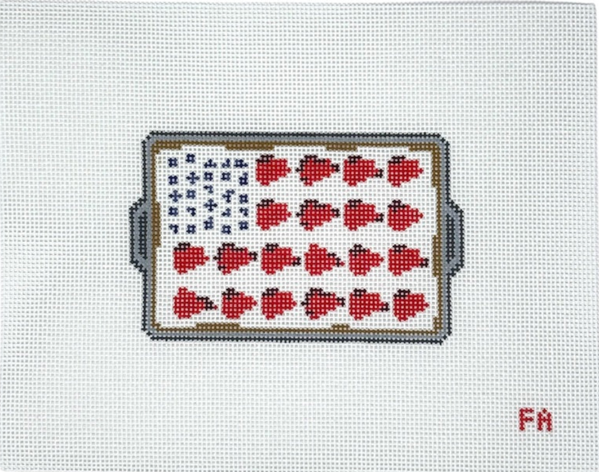 Frances Abel American Flag Cake Needlepoint Canvas