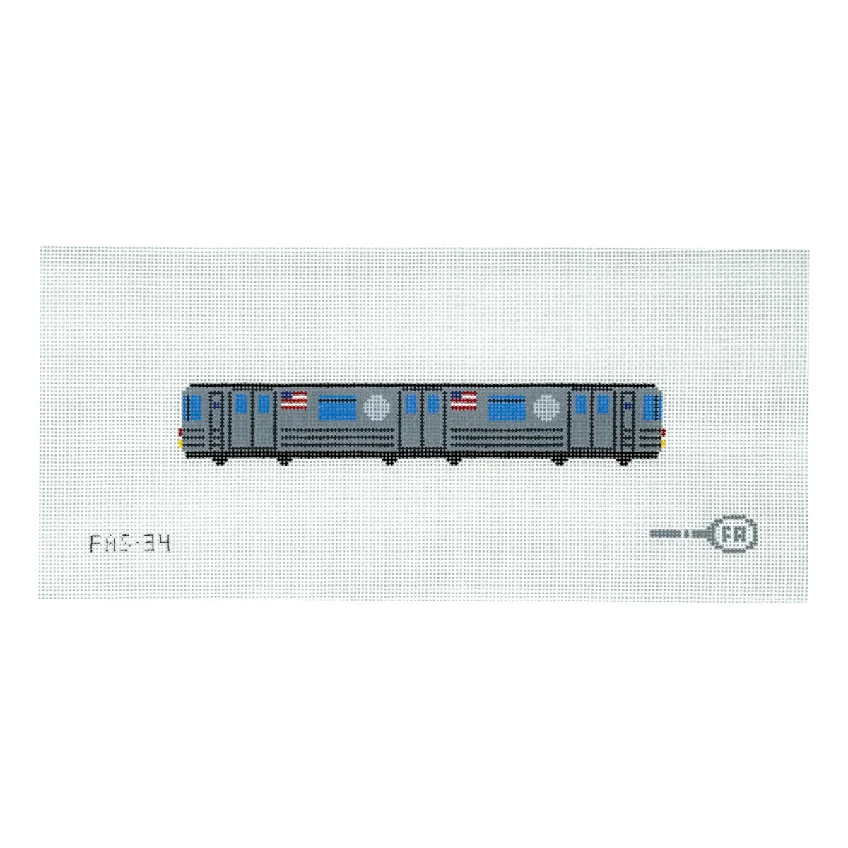 Frances Abel NYC Subway Train Key Fob Needlepoint Canvas