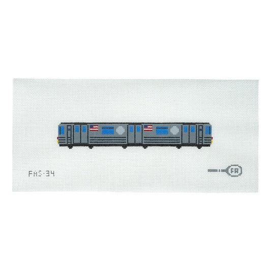 Frances Abel NYC Subway Train Key Fob Needlepoint Canvas