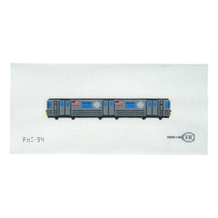 Frances Abel NYC Subway Train Key Fob Needlepoint Canvas