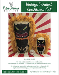 Rebel Stitcher Designs Vintage Carnival Knockdowns: Cat Cross Stitch Pattern