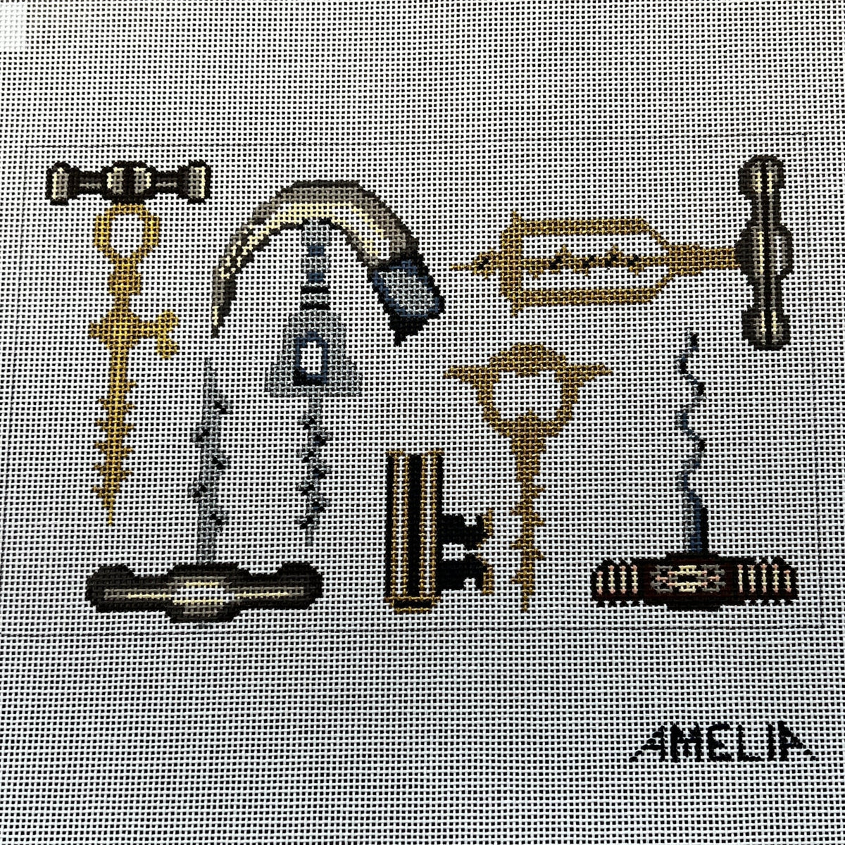 The Gingham Stitchery Amelia Bond Designs Corkscrew Clutch Needlepoint Canvas