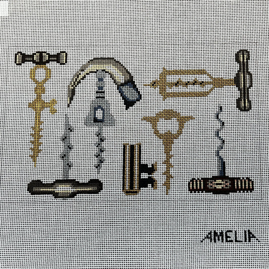 The Gingham Stitchery Amelia Bond Designs Corkscrew Clutch Needlepoint Canvas