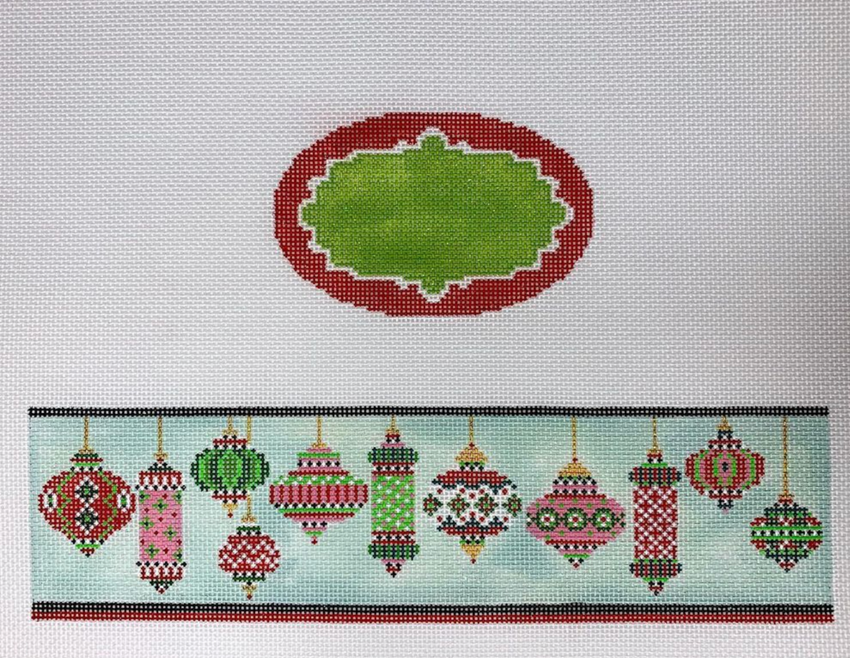Funda Scully Christmas Ornaments Oval Hinged Box Needlepoint Canvas