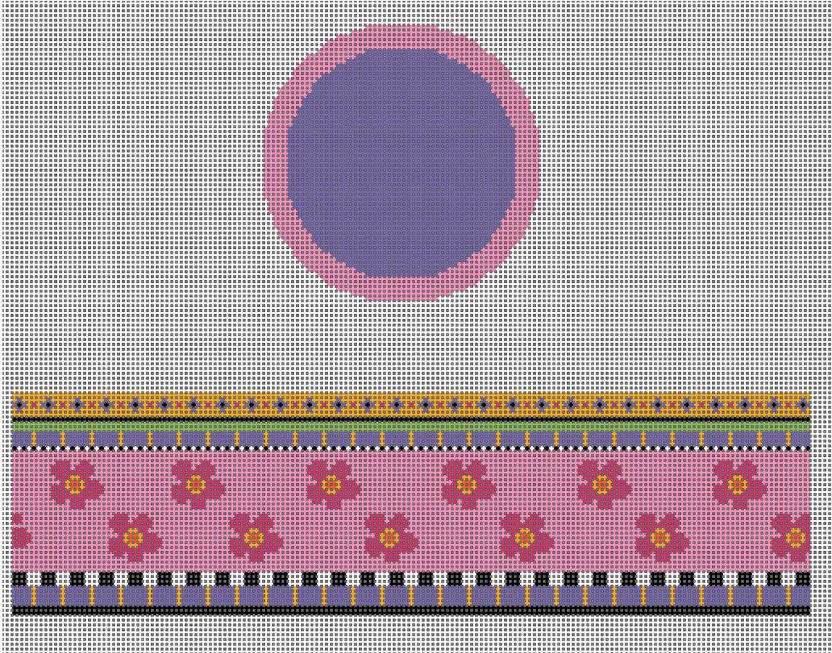 Funda Scully Pink Floral Round Hinged Box Needlepoint Canvas