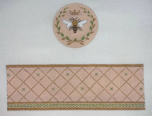 Funda Scully Queen Bee Beige Round Hinged Box Needlepoint Canvas