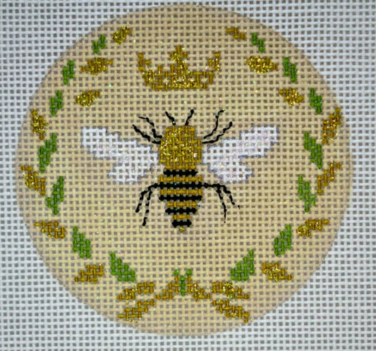 Funda Scully Queen Bee Round Needlepoint Canvas - Beige